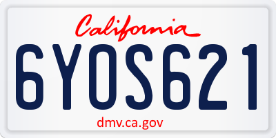 CA license plate 6YOS621