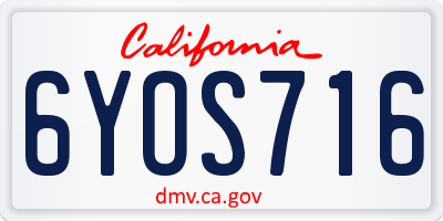CA license plate 6YOS716
