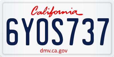 CA license plate 6YOS737