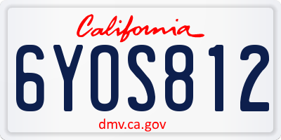 CA license plate 6YOS812