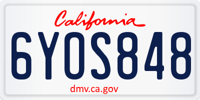 CA license plate 6YOS848