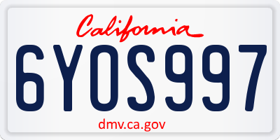 CA license plate 6YOS997