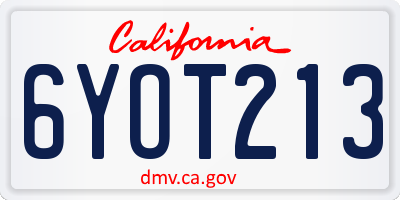 CA license plate 6YOT213