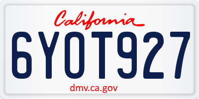 CA license plate 6YOT927