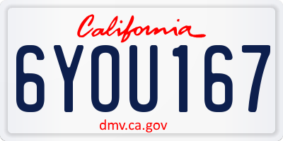 CA license plate 6YOU167