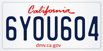 CA license plate 6YOU604