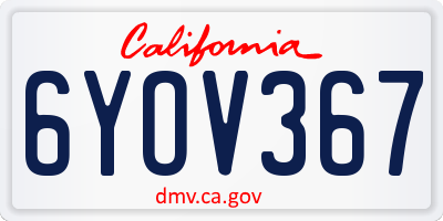 CA license plate 6YOV367