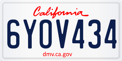 CA license plate 6YOV434