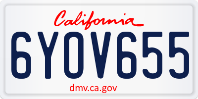 CA license plate 6YOV655