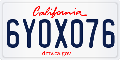 CA license plate 6YOX076