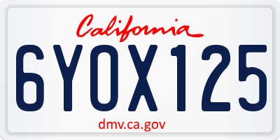 CA license plate 6YOX125