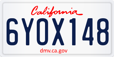 CA license plate 6YOX148