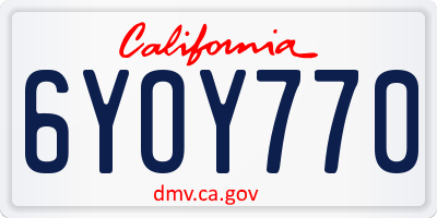 CA license plate 6YOY770