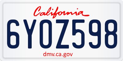 CA license plate 6YOZ598