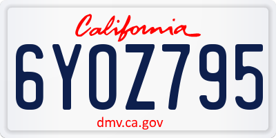 CA license plate 6YOZ795