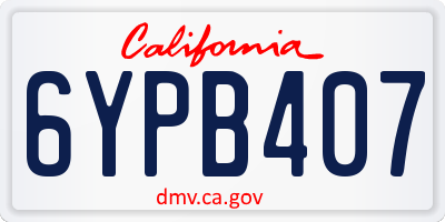 CA license plate 6YPB407