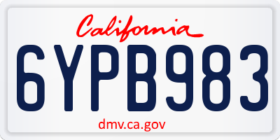 CA license plate 6YPB983