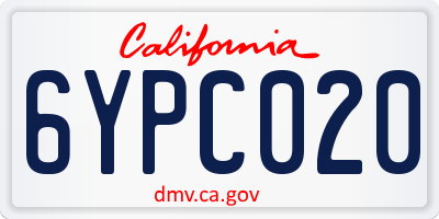 CA license plate 6YPC020