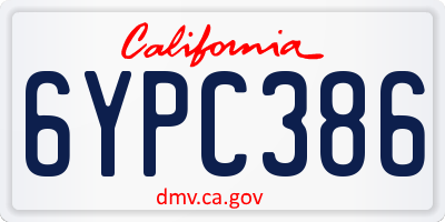 CA license plate 6YPC386