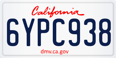 CA license plate 6YPC938