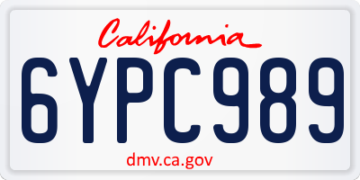 CA license plate 6YPC989