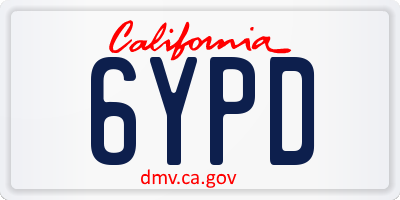 CA license plate 6YPD