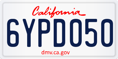 CA license plate 6YPD050