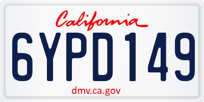 CA license plate 6YPD149