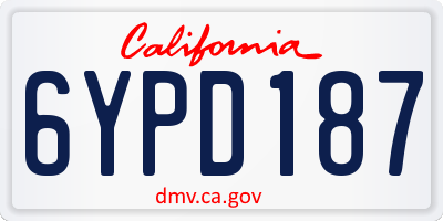 CA license plate 6YPD187