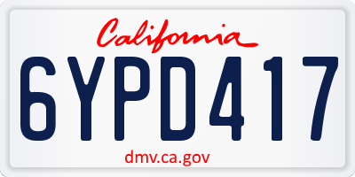 CA license plate 6YPD417