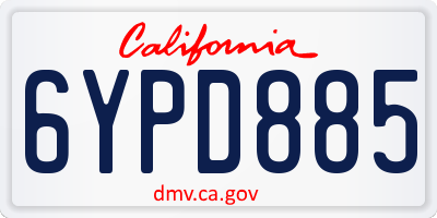 CA license plate 6YPD885