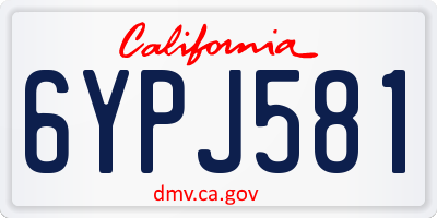 CA license plate 6YPJ581