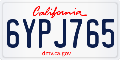 CA license plate 6YPJ765