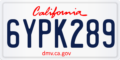 CA license plate 6YPK289