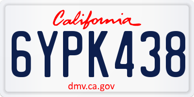 CA license plate 6YPK438
