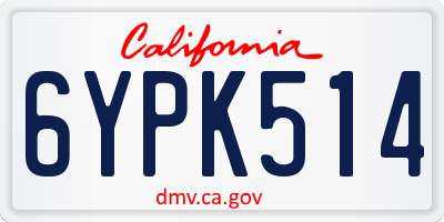 CA license plate 6YPK514