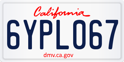CA license plate 6YPL067
