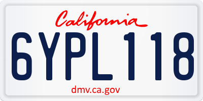 CA license plate 6YPL118