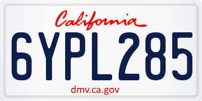 CA license plate 6YPL285