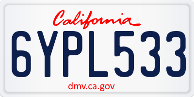 CA license plate 6YPL533