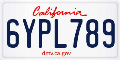 CA license plate 6YPL789