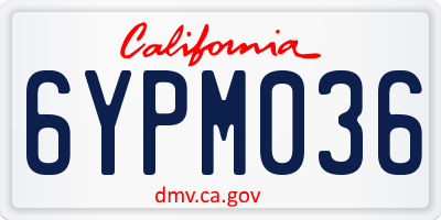 CA license plate 6YPM036