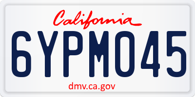 CA license plate 6YPM045