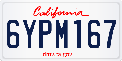 CA license plate 6YPM167