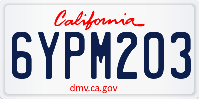 CA license plate 6YPM203