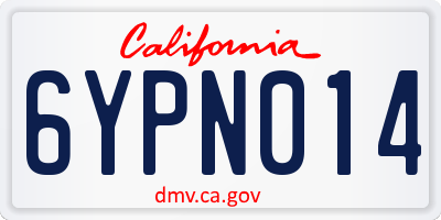 CA license plate 6YPN014