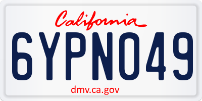 CA license plate 6YPN049