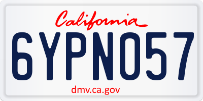 CA license plate 6YPN057