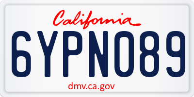 CA license plate 6YPN089