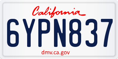 CA license plate 6YPN837